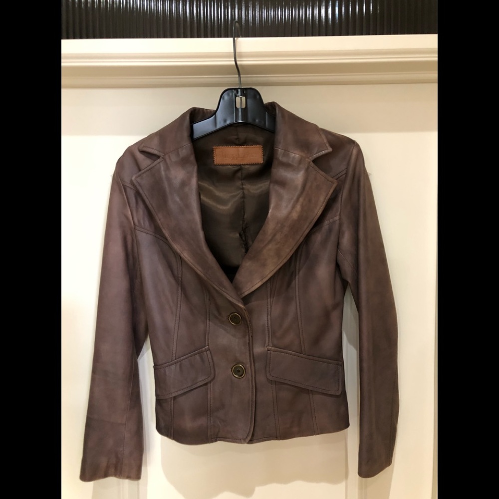Ruggier 1969 taupe leather jacket 42